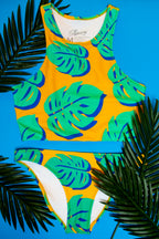 Palm Yourself | Women's Orange Palm Leaf Bikini Bottom - Shinesty