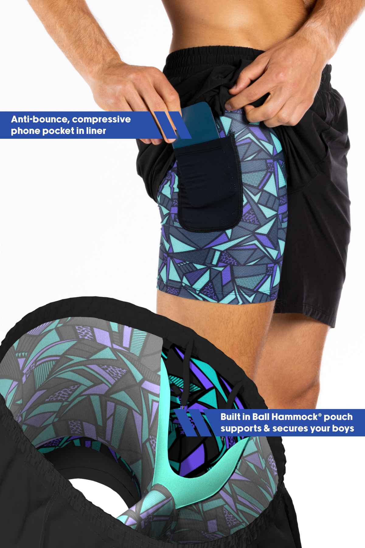 The Anti-Bounce | Black Ball Hammock® 7 Inch Athletic Shorts - Shinesty