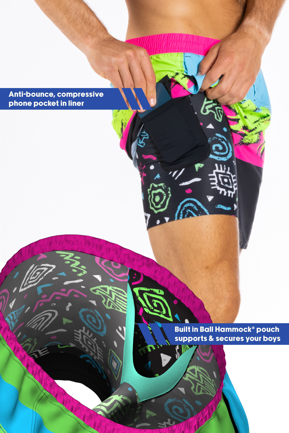The Cherry Slushy | Neon Retro Ball Hammock® 7 Inch Athletic Shorts - Shinesty