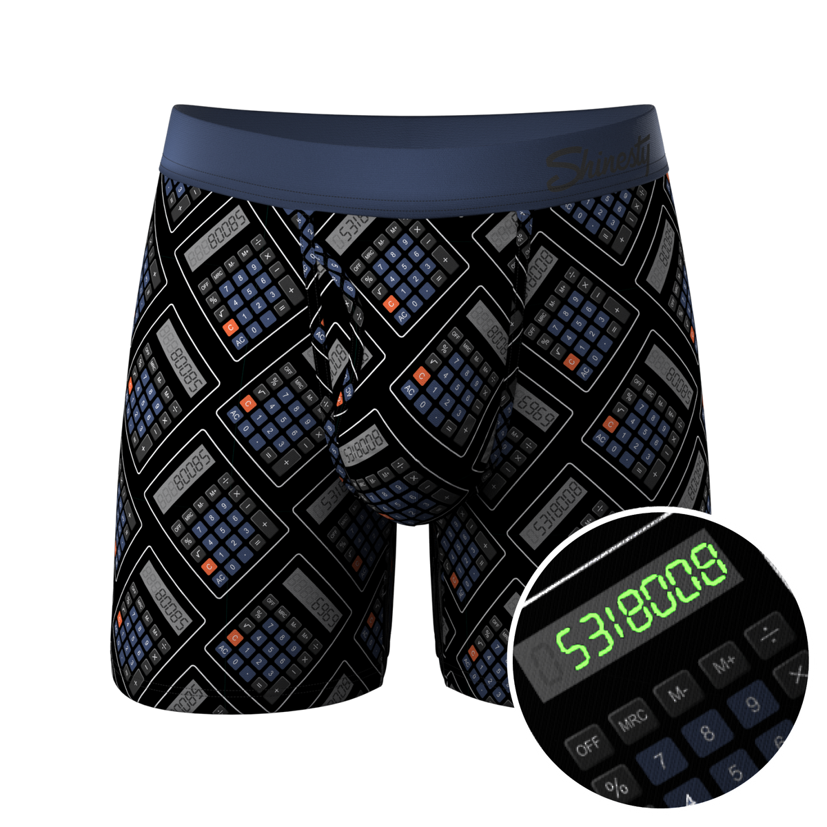 The 80085 | Glow In The Dark Calculator Ball Hammock® Pouch Underwear With Fly - Shinesty