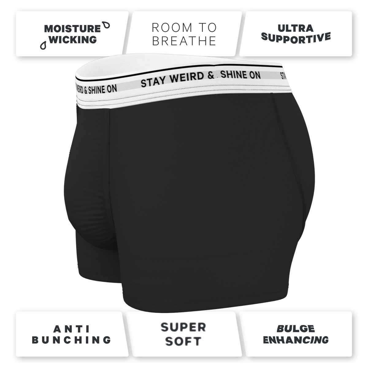 The Anthem | Black Shinesty Ball Hammock® Pouch Trunks Underwear - Shinesty