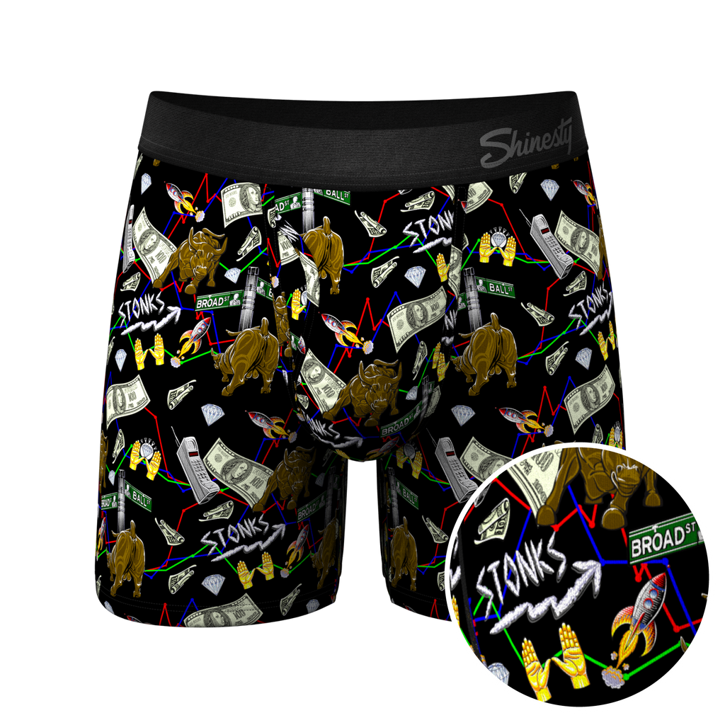 The Ball Street Bets | Stock Market Ball Hammock® Pouch Underwear With Fly - Shinesty