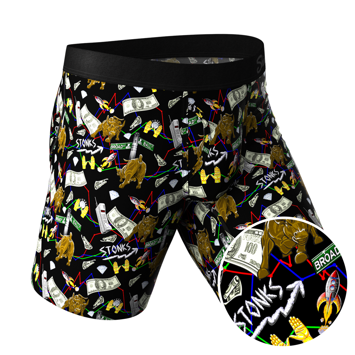 The Ball Street Bets | Wall Street Ball Hammock® Boxer - Long Leg - Shinesty