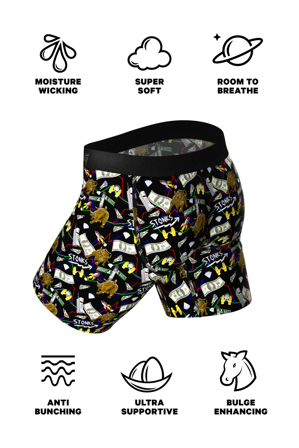 The Ball Street Bets | Wall Street Ball Hammock® Boxer - Long Leg - Shinesty