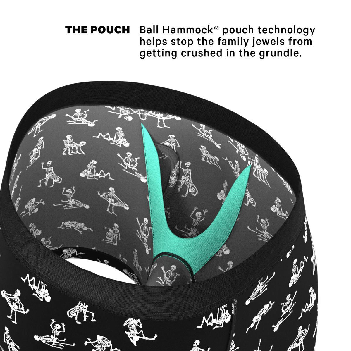 The Bare Back Bones | Glow in the Dark Skeletons Ball Hammock® Pouch Underwear With Fly - Shinesty