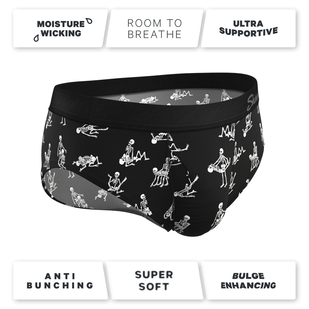 The Bare Back Bones | Glow in the Dark Skeletons Ball Hammock® Pouch Underwear Briefs - Shinesty
