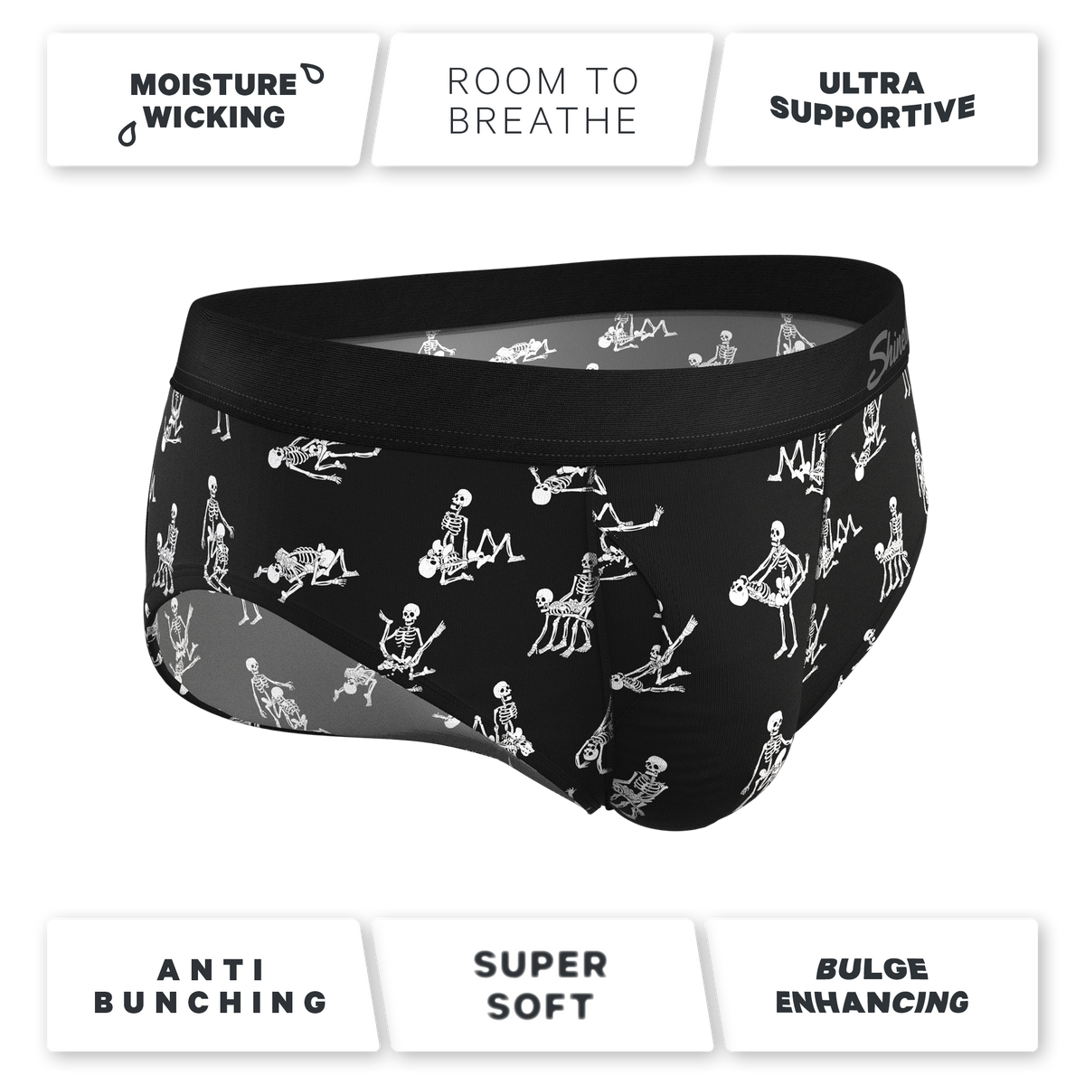 The Bare Back Bones | Glow in the Dark Skeletons Ball Hammock® Pouch Underwear Briefs - Shinesty