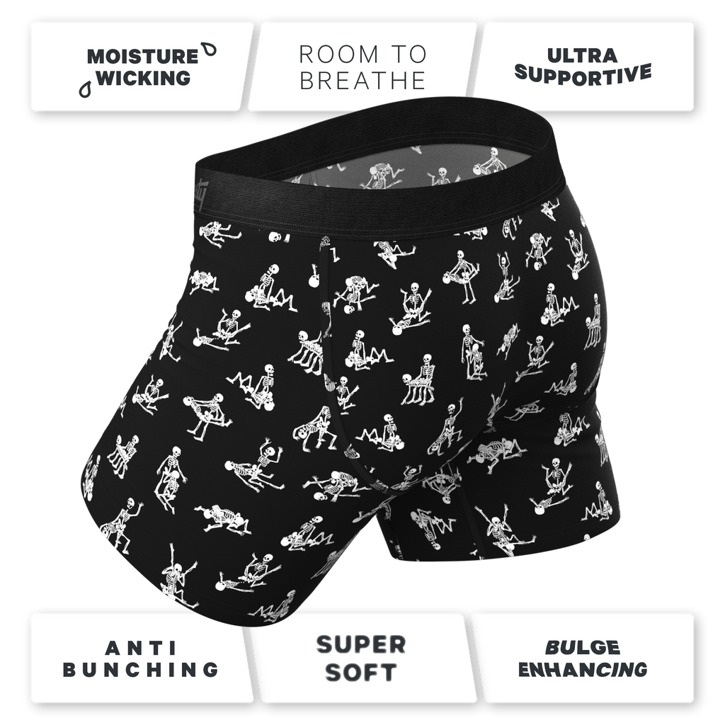 The Bare Back Bones | Glow in the Dark Skeletons Ball Hammock® Pouch Underwear With Fly - Shinesty