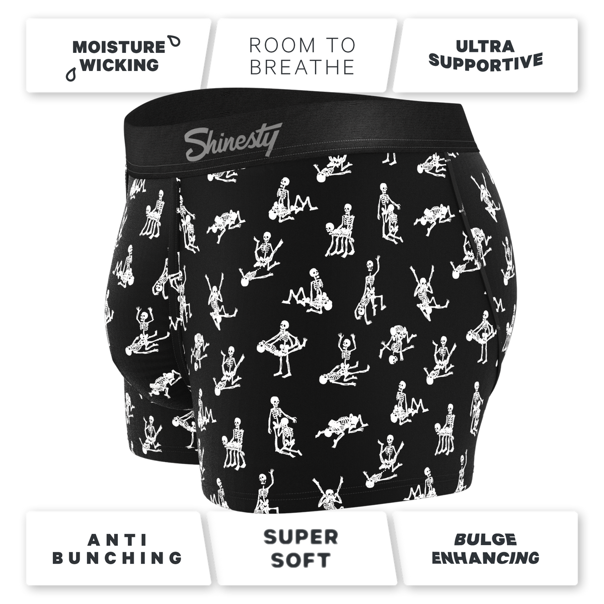 The Bare Back Bones | Glow in the Dark Skeletons Ball Hammock® Pouch Trunks Underwear - Shinesty