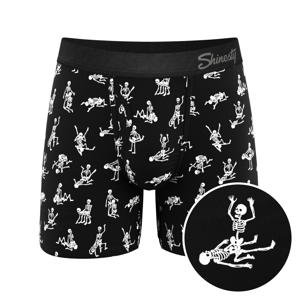 The Bare Back Bones | Glow in the Dark Skeletons Ball Hammock® Pouch Underwear With Fly - Shinesty