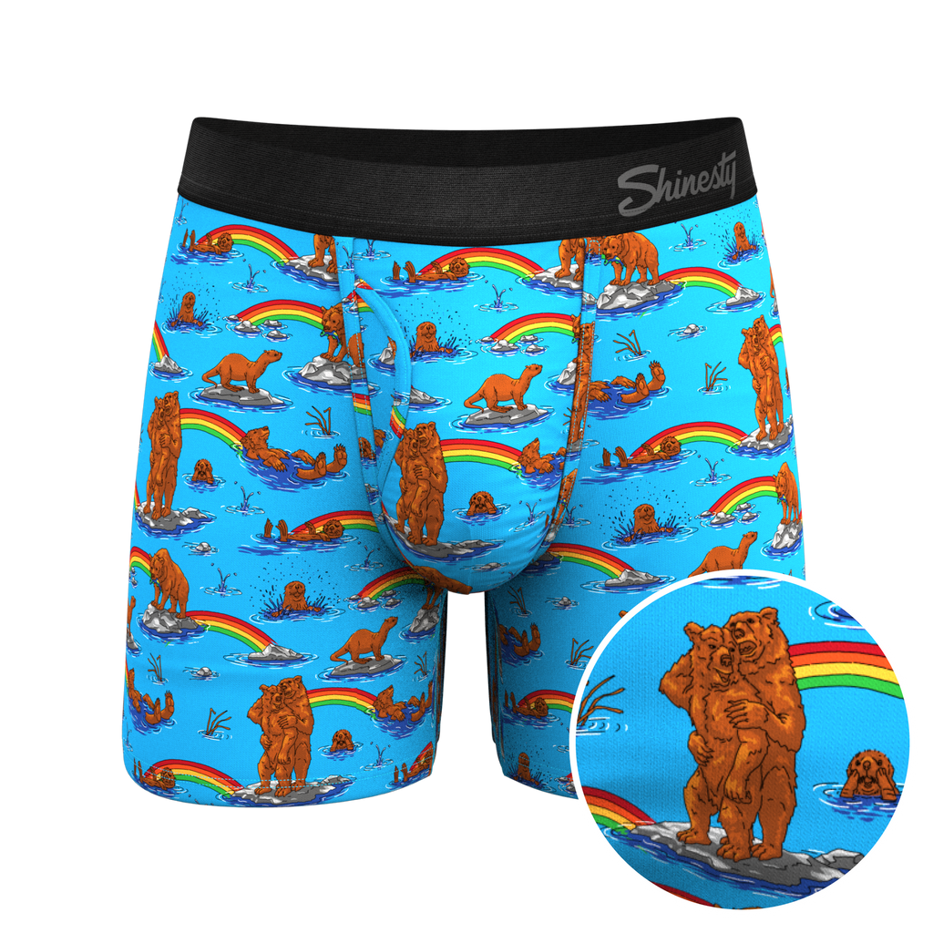 The Bear | Bear and Otter Rainbow Ball Hammock® Pouch Underwear With Fly - Shinesty