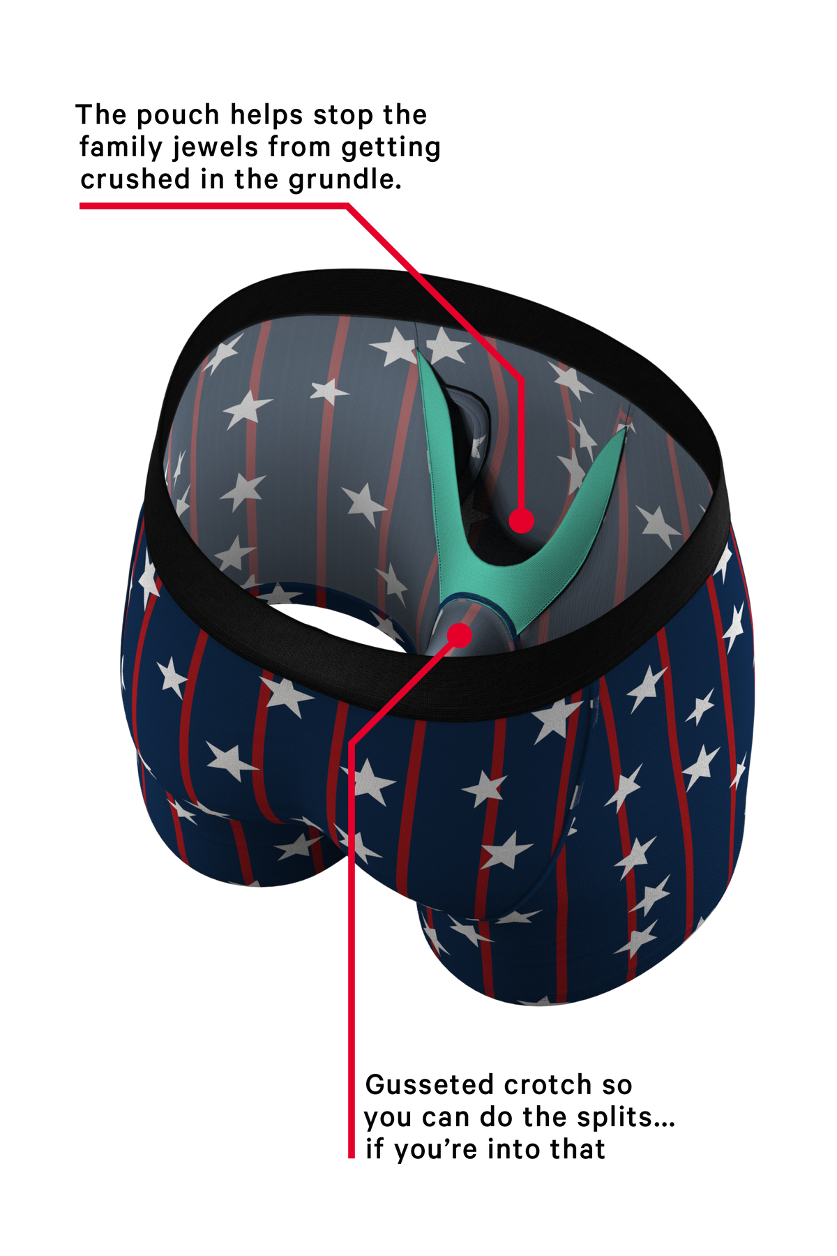 The Bearly Theres | USA Grizzly Bear Ball Hammock® Pouch Underwear with Fly - Shinesty