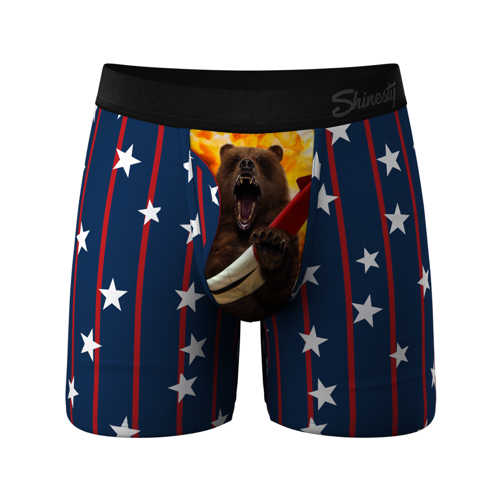 The Bearly Theres | USA Grizzly Bear Ball Hammock® Pouch Underwear with Fly - Shinesty