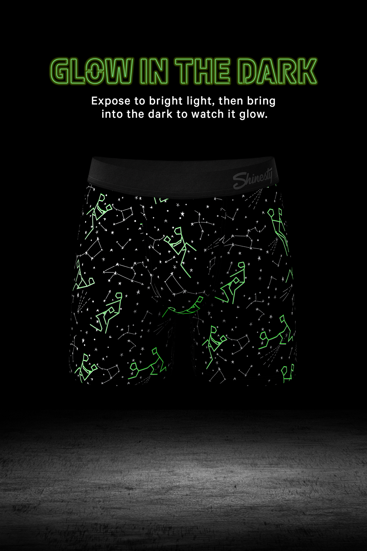 The Big Bang | Glow In The Dark Constellation Ball Hammock® Boxer - Long Leg - Shinesty
