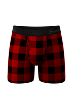 The Red & Black Lumberjack | Buffalo Check paradICE™ Cooling Ball Hammock® Underwear With Fly - Shinesty