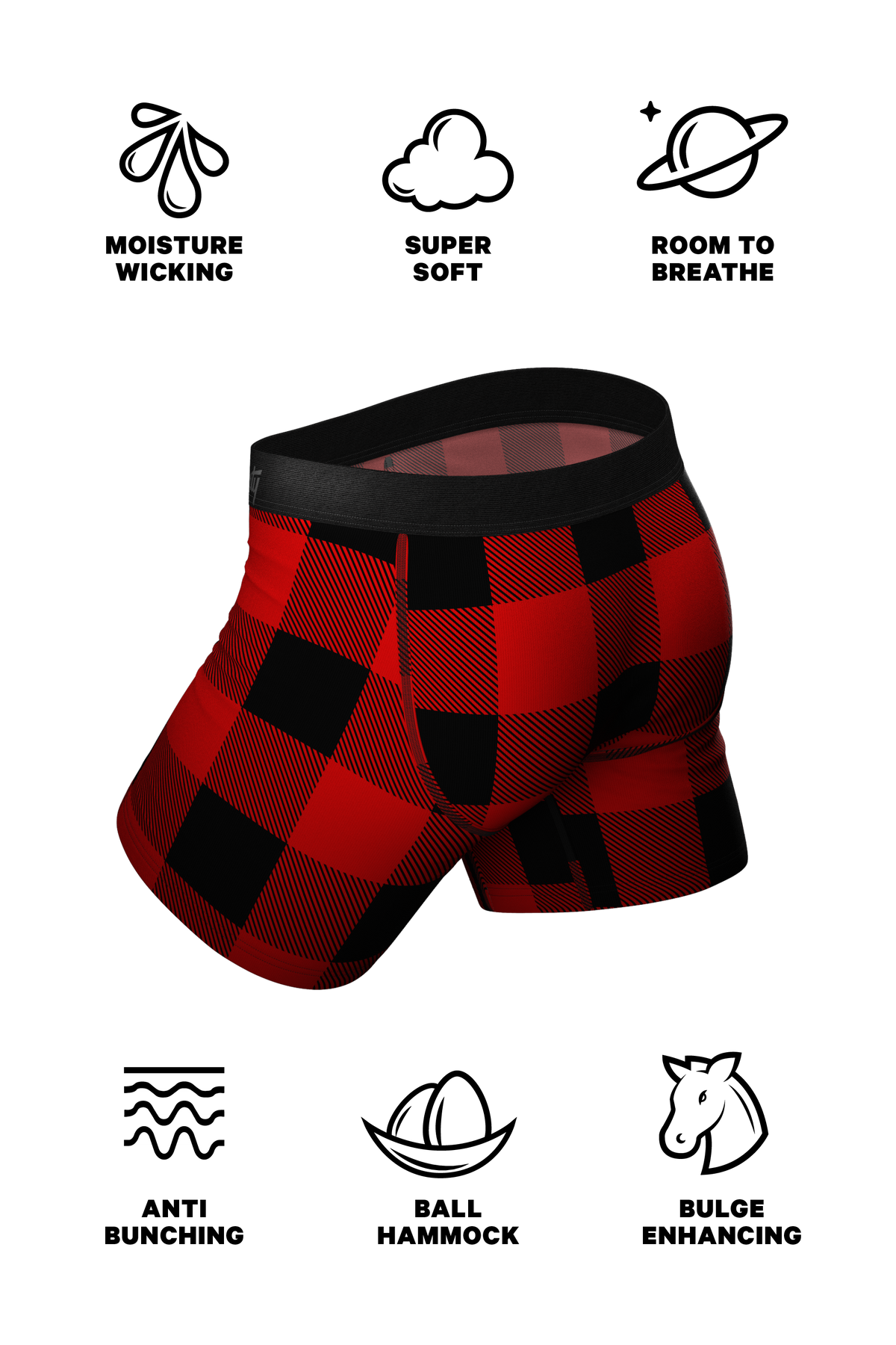 The Red & Black Lumberjack | Buffalo Check Ball Hammock® Pouch Underwear - Shinesty