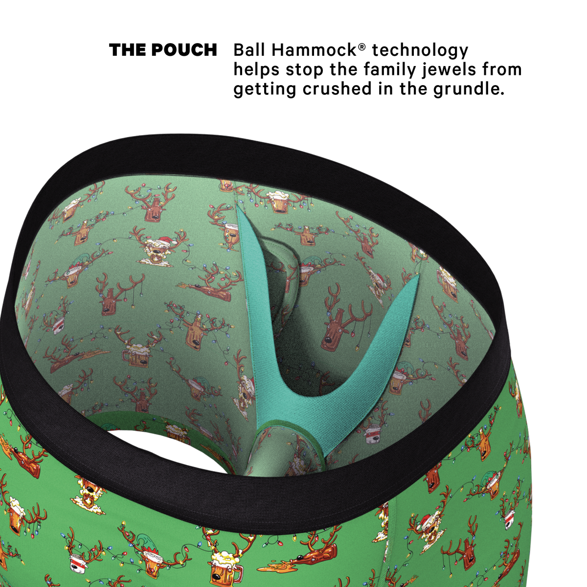 The Blitzened | Reindeer Beer Ball Hammock® Pouch Underwear With Fly - Shinesty