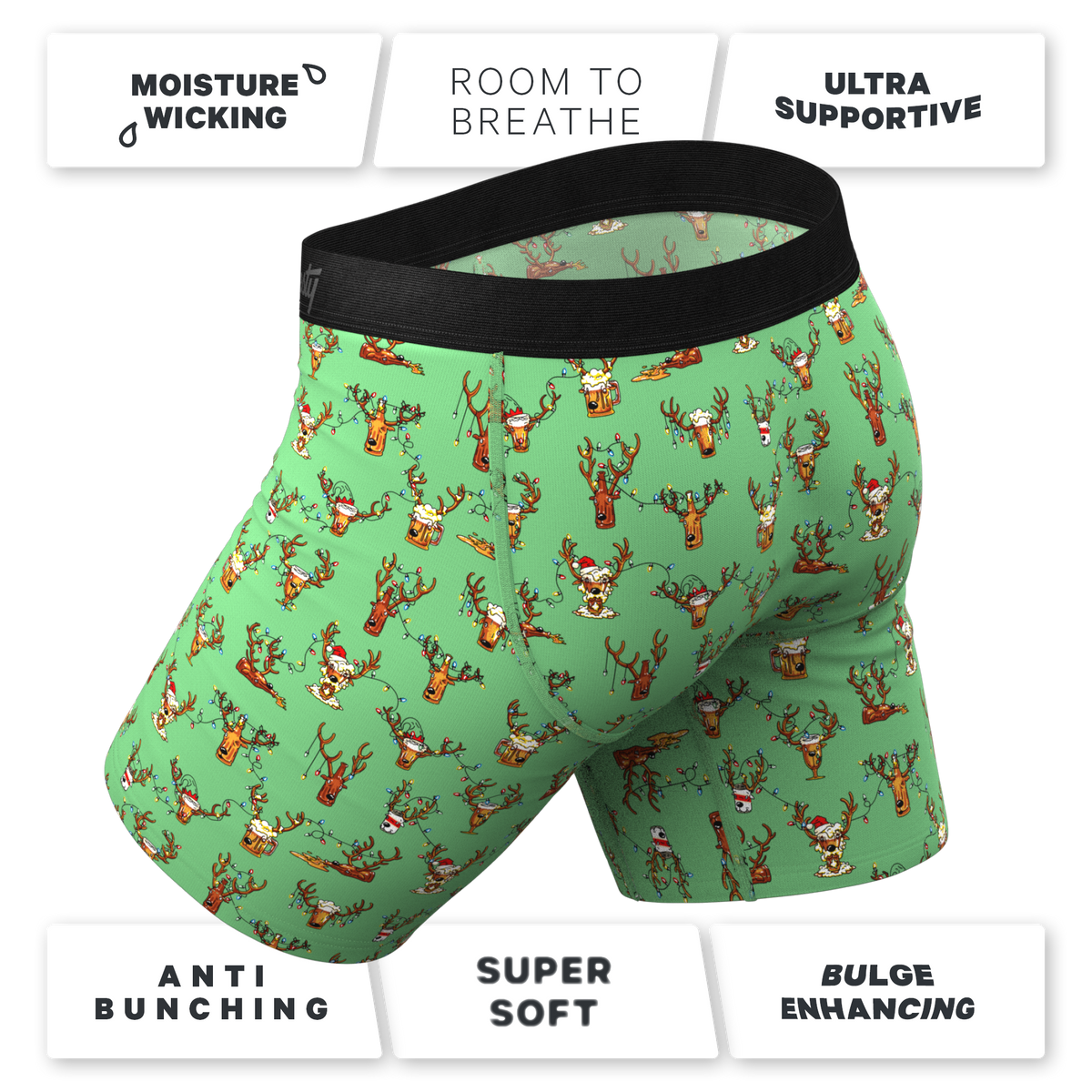 The Blitzened | Reindeer Beer Ball Hammock® Boxer - Long Leg - Shinesty