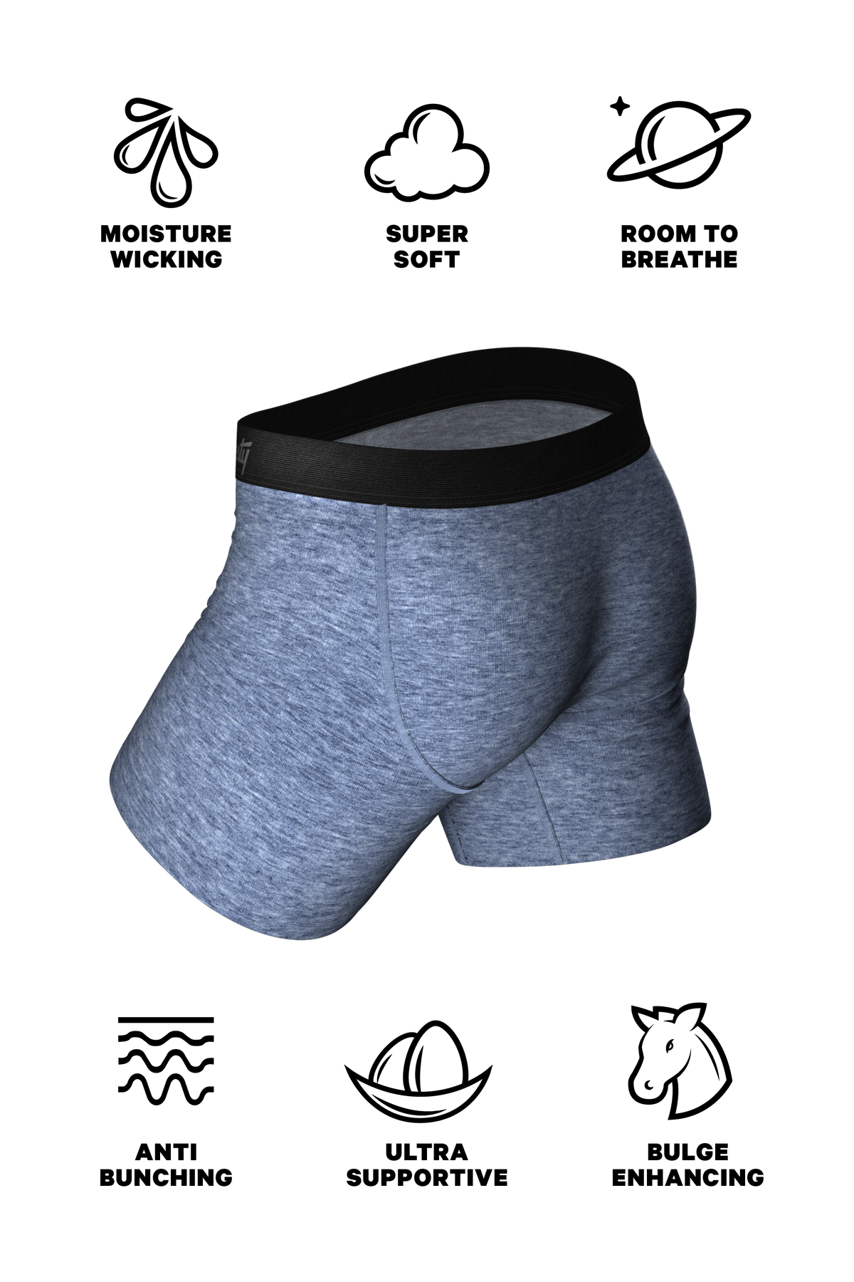 The Blueberry | Blue Heather Ball Hammock® Pouch Underwear - Shinesty