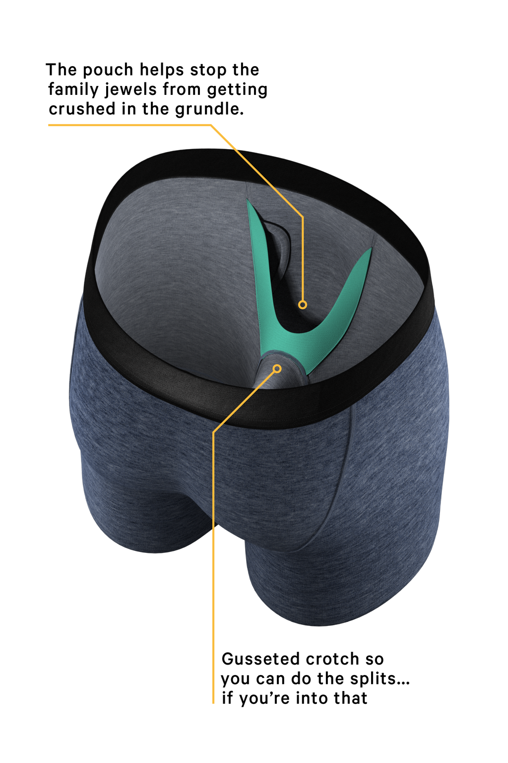 The Blueberry | Blue Heather Ball Hammock® Boxer - Long Leg - Shinesty