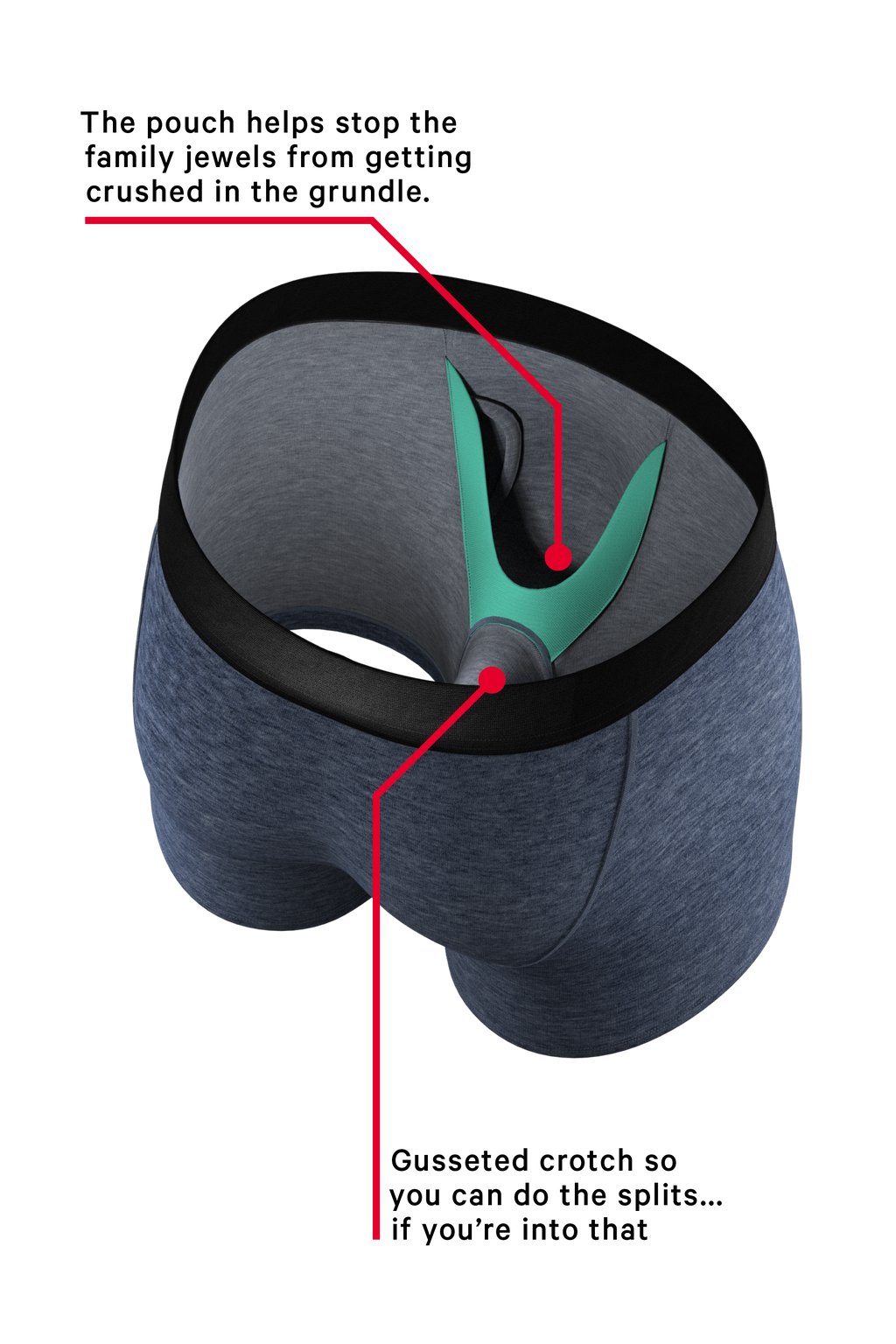 The Blueberry | Blue Heather Ball Hammock® Pouch Underwear With Fly - Shinesty