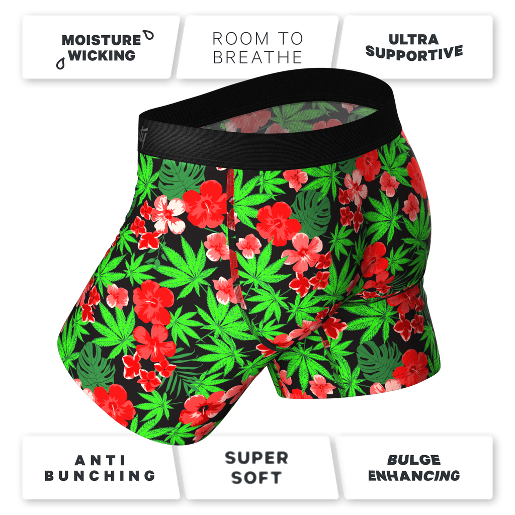 The Bongstera | Tropical Weed Ball Hammock® Pouch Underwear With Fly - Shinesty