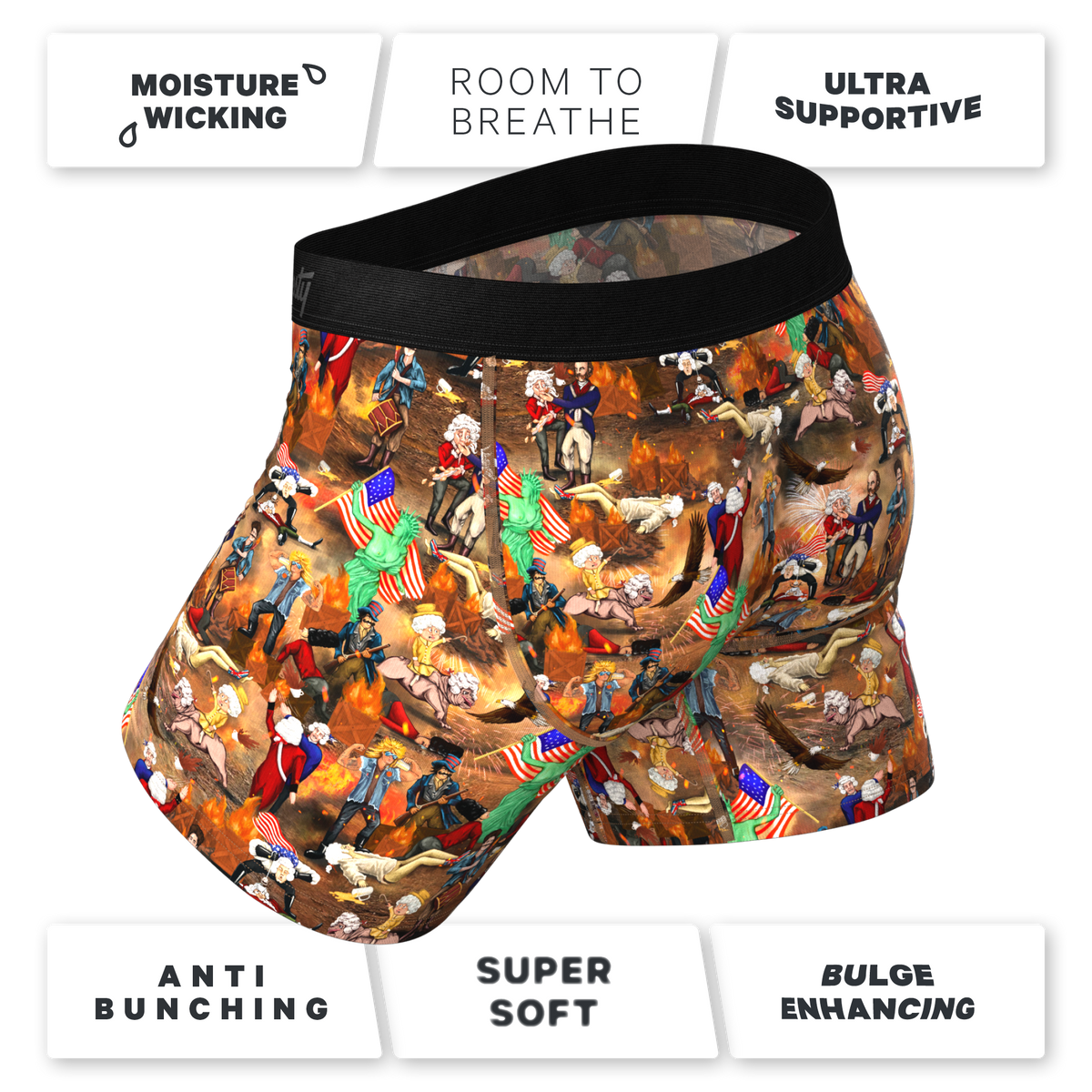 The Boston Tea Bag Party | Patriotic Ball Hammock® Pouch Underwear With Fly - Shinesty