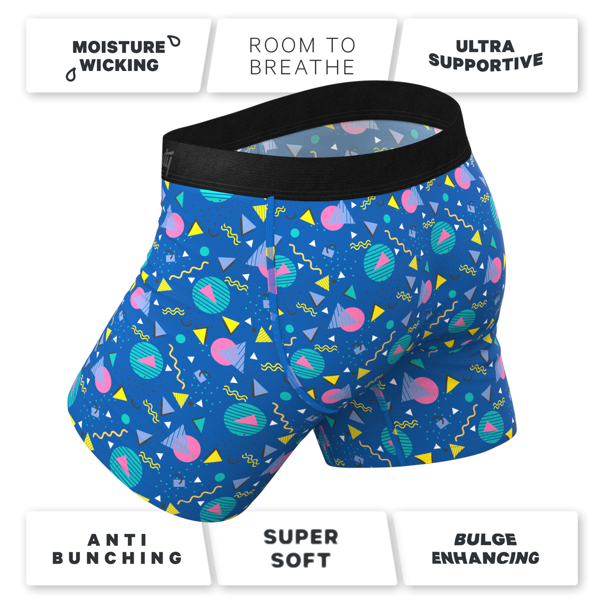 The Bus Stop | Retro Shapes Ball Hammock® Pouch Underwear With Fly - Shinesty