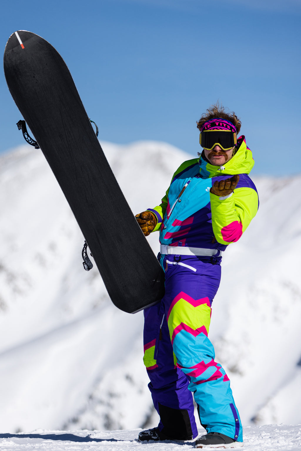 The Chute Your Shot | Men's Neon Purple Retro Ski Suit - Shinesty