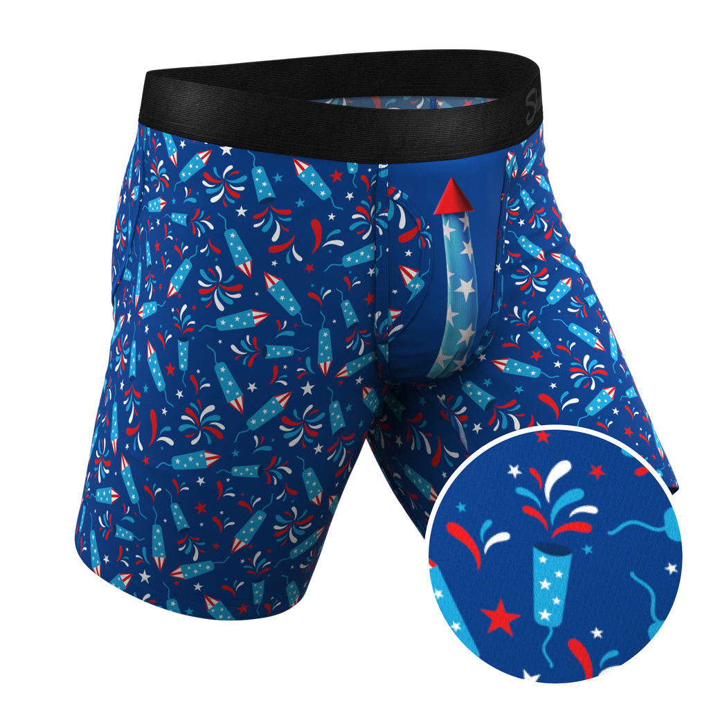 The Crotch Rocket | USA Firecracker Ball Hammock® Boxer - Long Leg - Shinesty