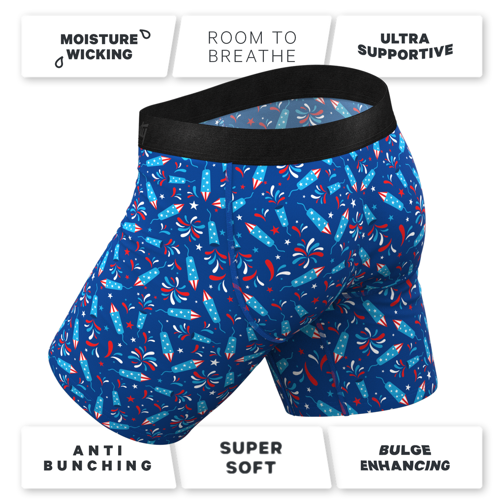 The Crotch Rocket | USA Firecracker Ball Hammock® Boxer - Long Leg - Shinesty