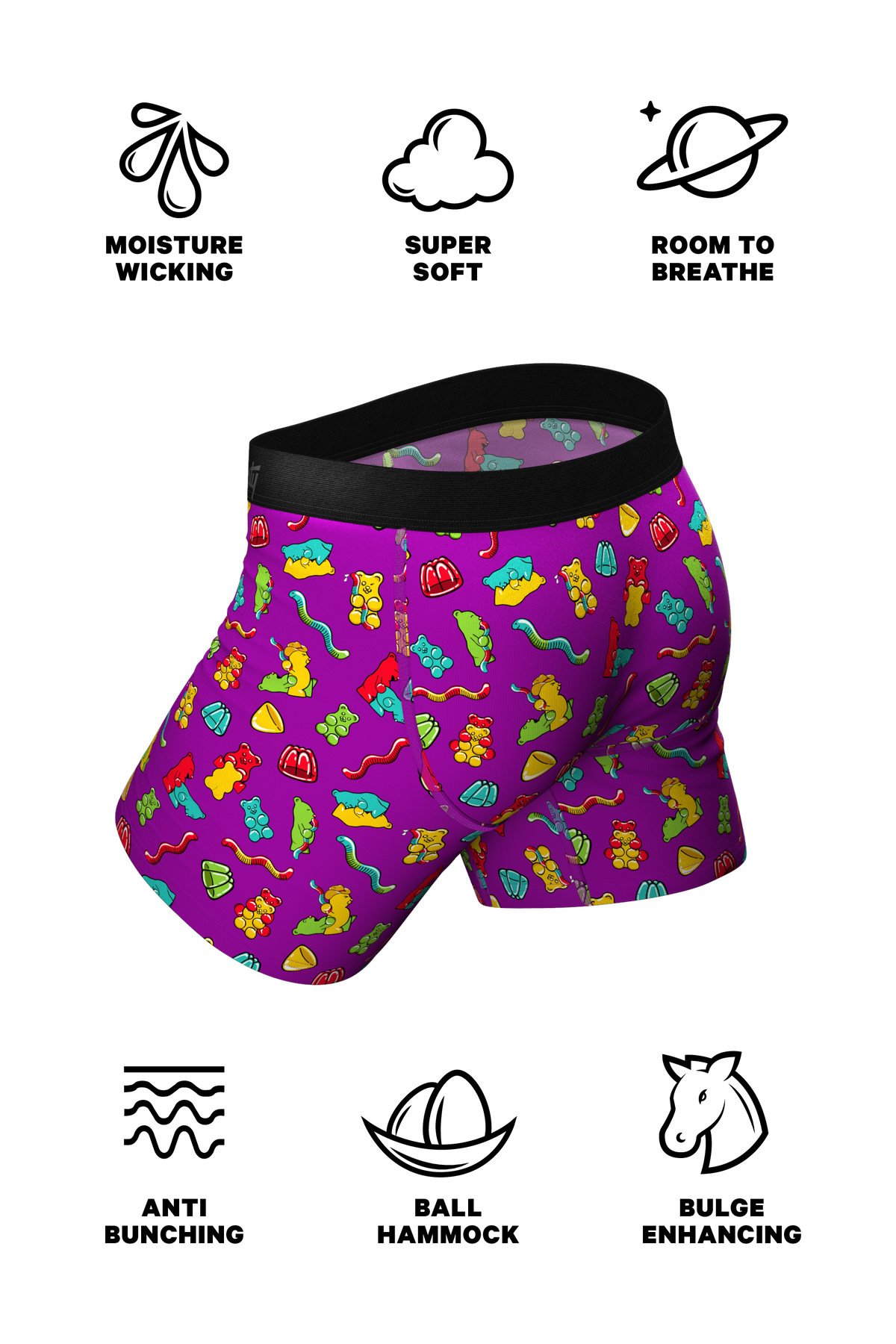 The Naughty Bears | Gummy Bear Ball Hammock® Pouch Underwear With Fly - Shinesty
