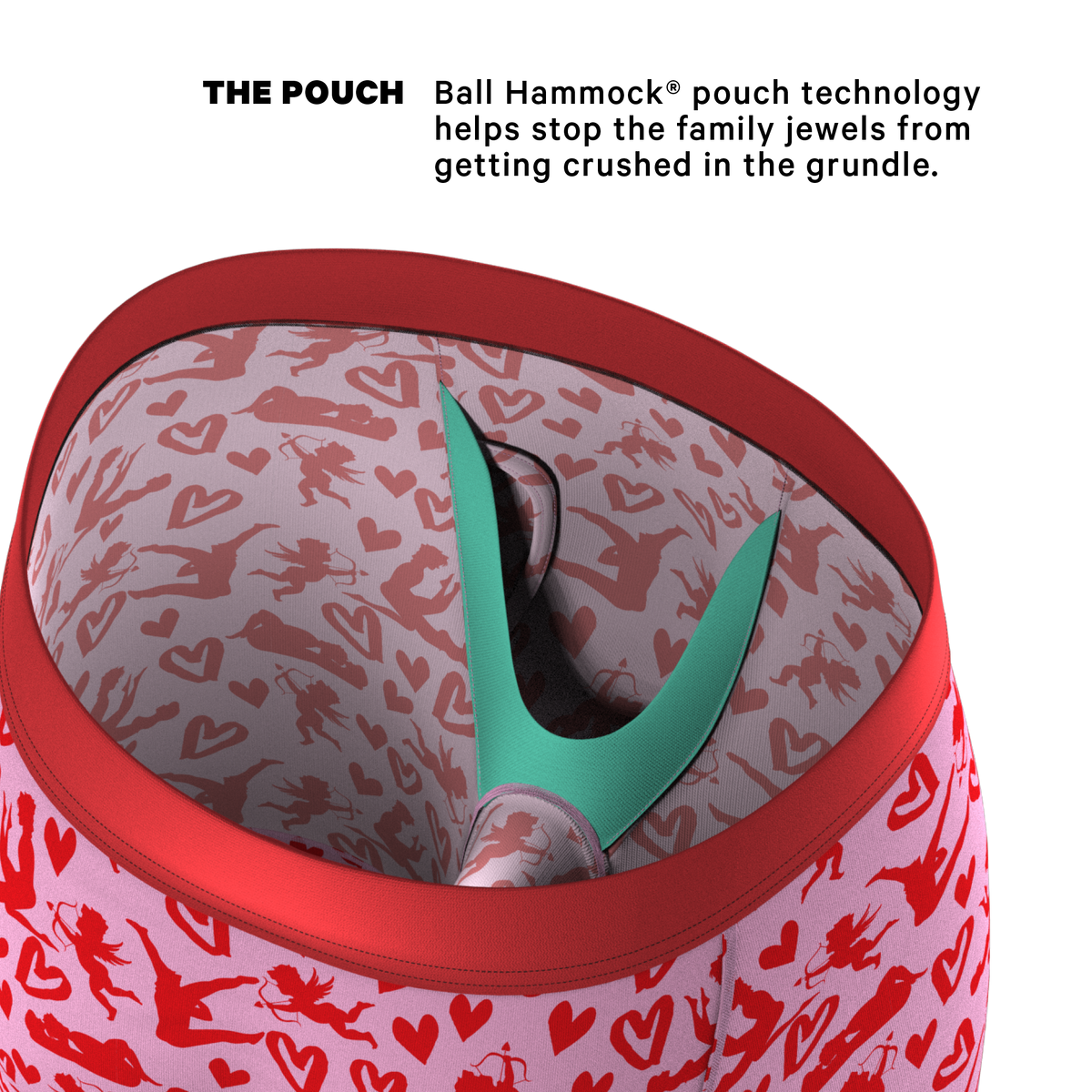 The Cupid Shuffle | Glow in the Dark Valentines Day Ball Hammock® Boxer - Long Leg - Shinesty