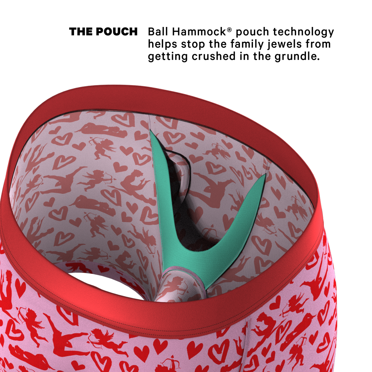 The Cupid Shuffle | Glow in the Dark Valentines Day Ball Hammock® Pouch Underwear With Fly - Shinesty