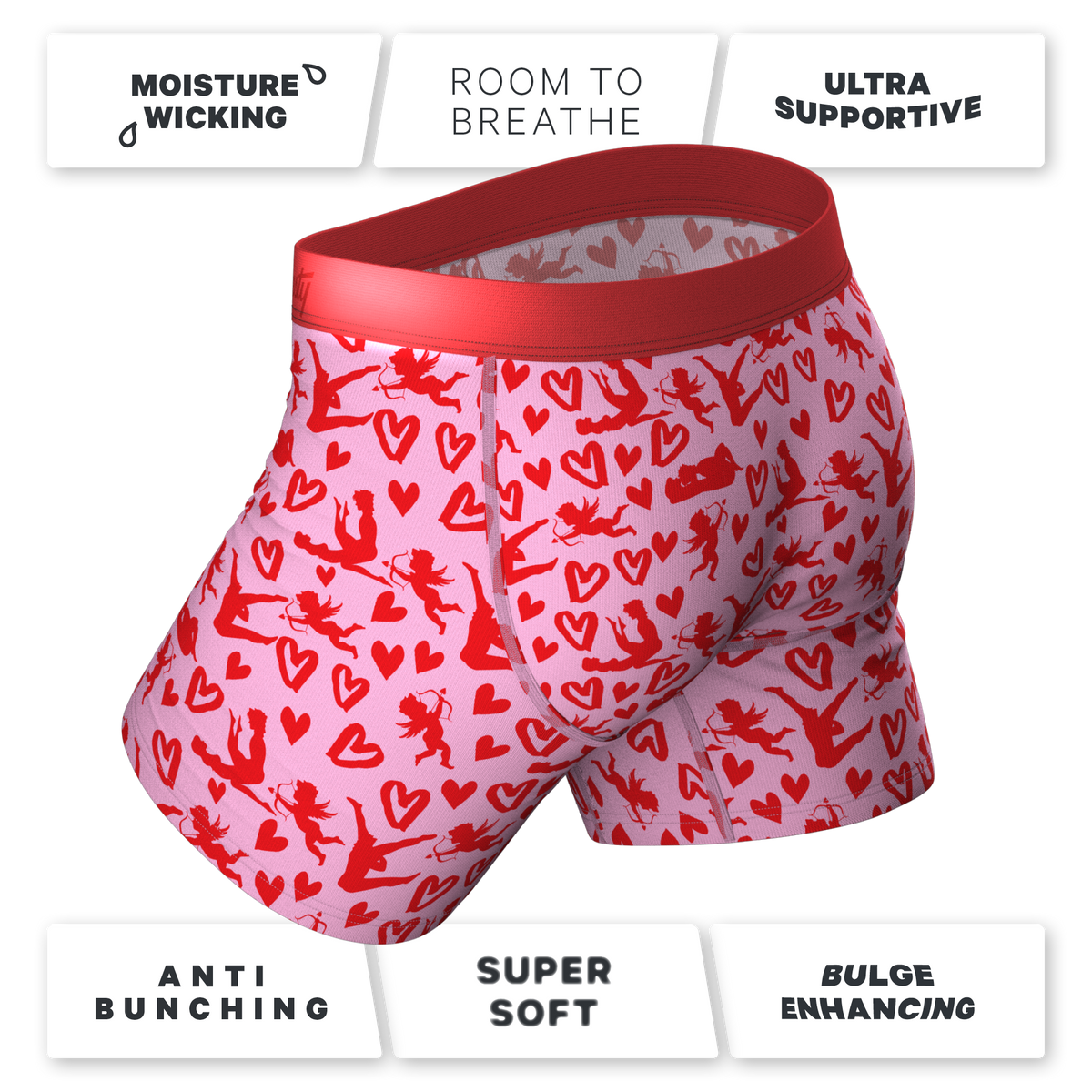 The Cupid Shuffle | Glow in the Dark Valentines Day Ball Hammock® Pouch Underwear With Fly - Shinesty