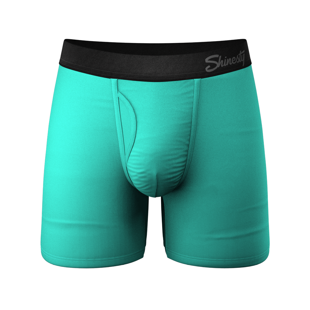 The Cyantific Theory | Turquoise Ball Hammock® Pouch Underwear With Fly - Shinesty