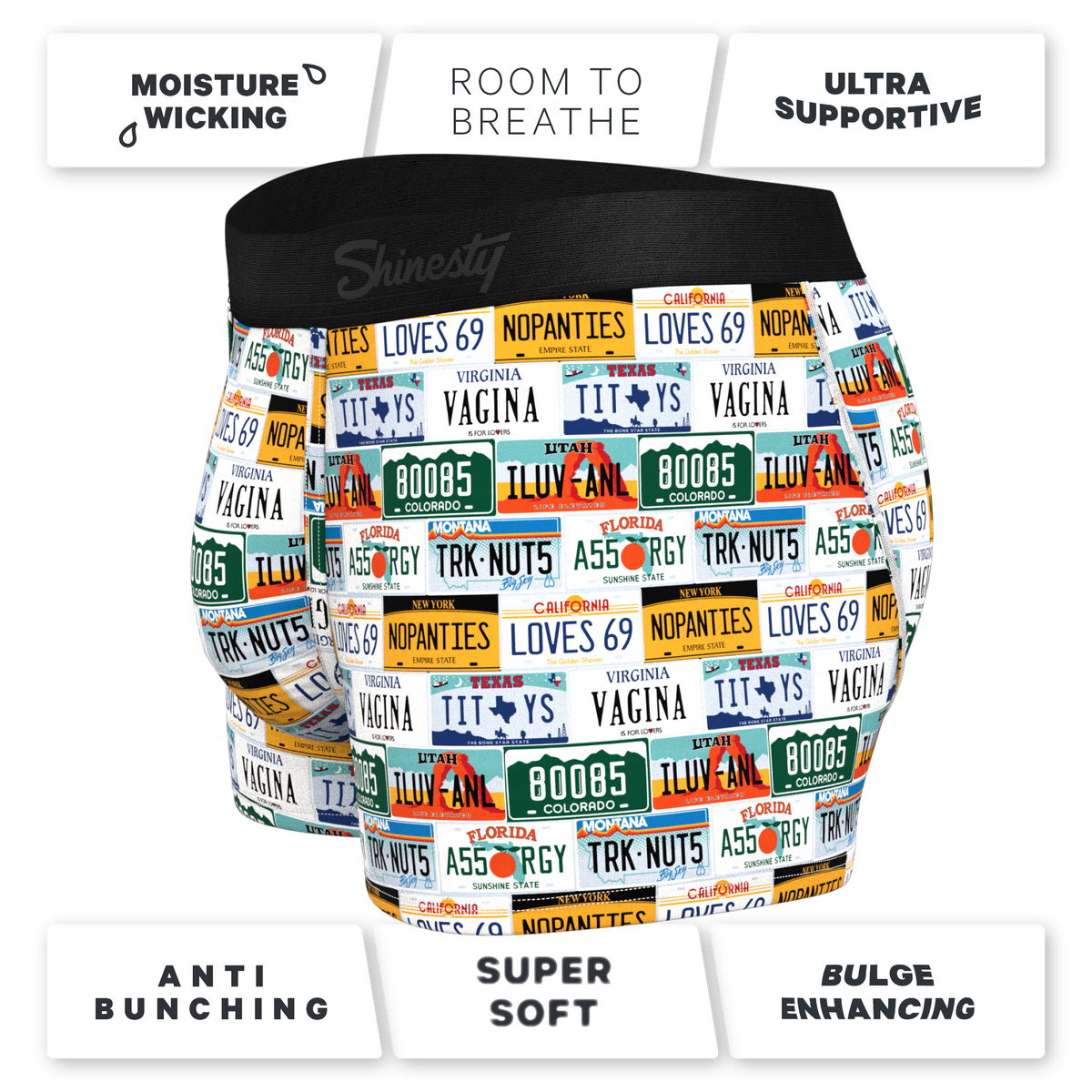 The DMV Catastrophe | License Plates Ball Hammock® Pouch Trunks Underwear - Shinesty