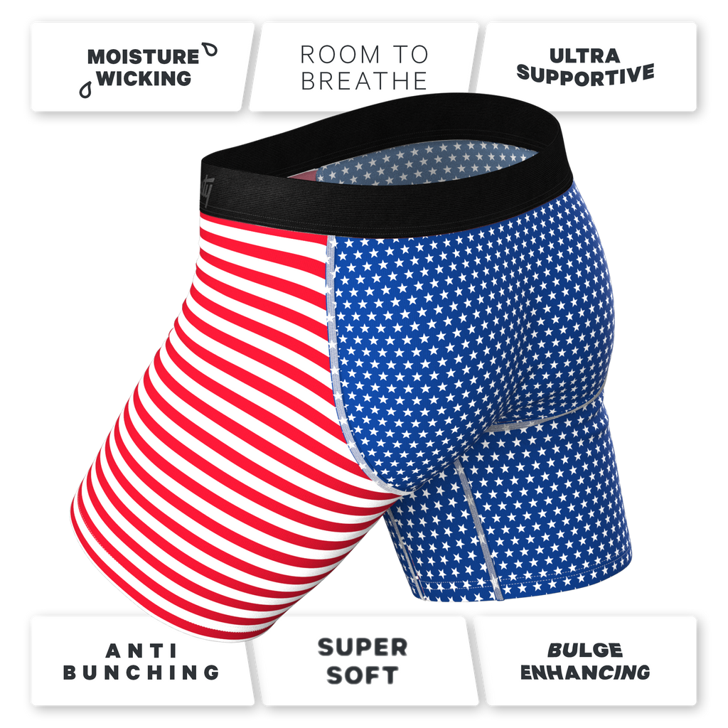 The Ellis Island | USA Flag Ball Hammock® Boxer - Long Leg - Shinesty