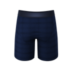 The Forget Me Not | Navy Dot Ball Hammock® Boxer - Long Leg - Shinesty