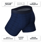 The Forget Me Not | Navy Dot Ball Hammock® Pouch Underwear With Fly - Shinesty