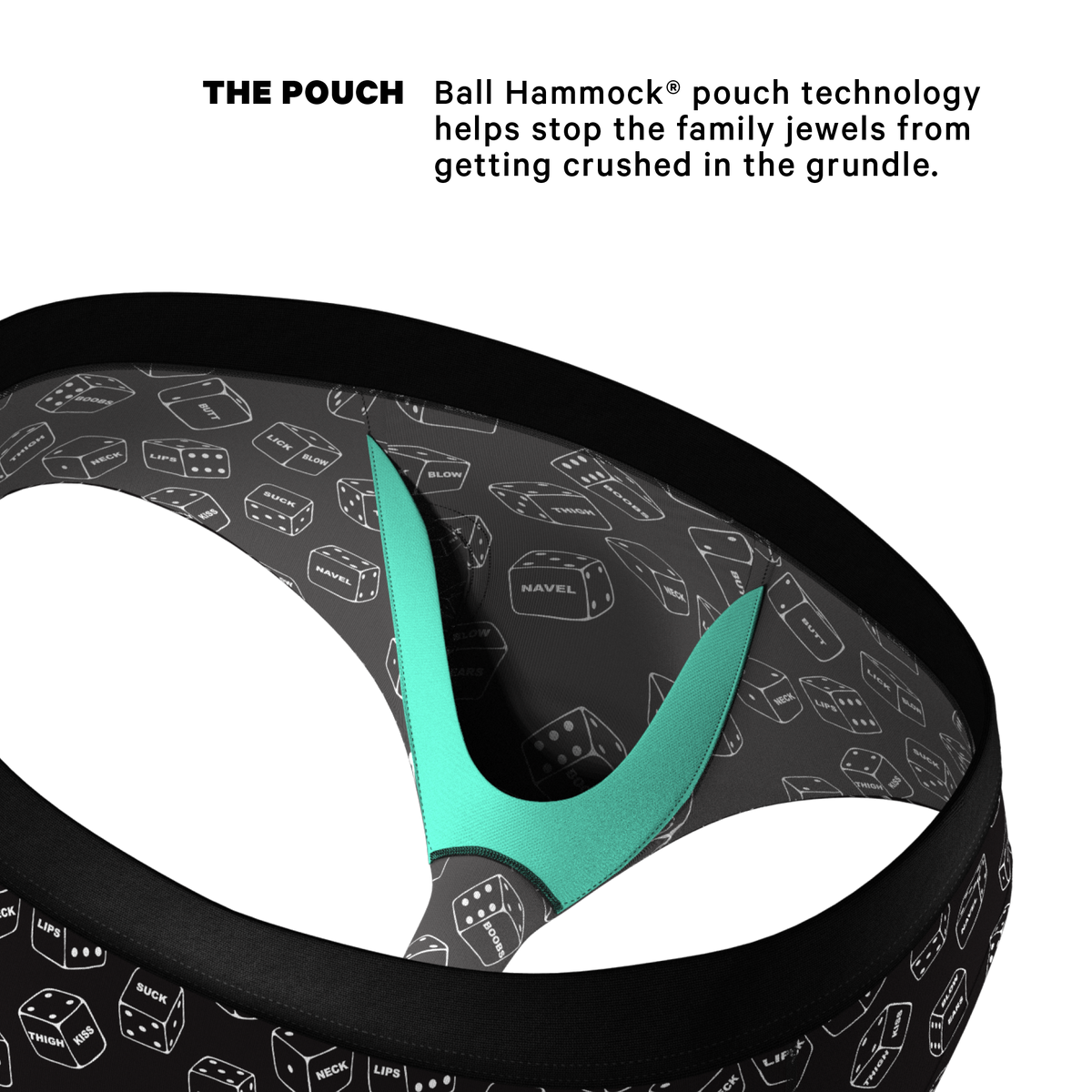 The Free For All | Glow in the Dark Dice Ball Hammock® Pouch Underwear Briefs - Shinesty