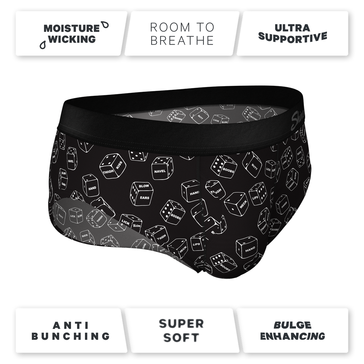 The Free For All | Glow in the Dark Dice Ball Hammock® Pouch Underwear Briefs - Shinesty