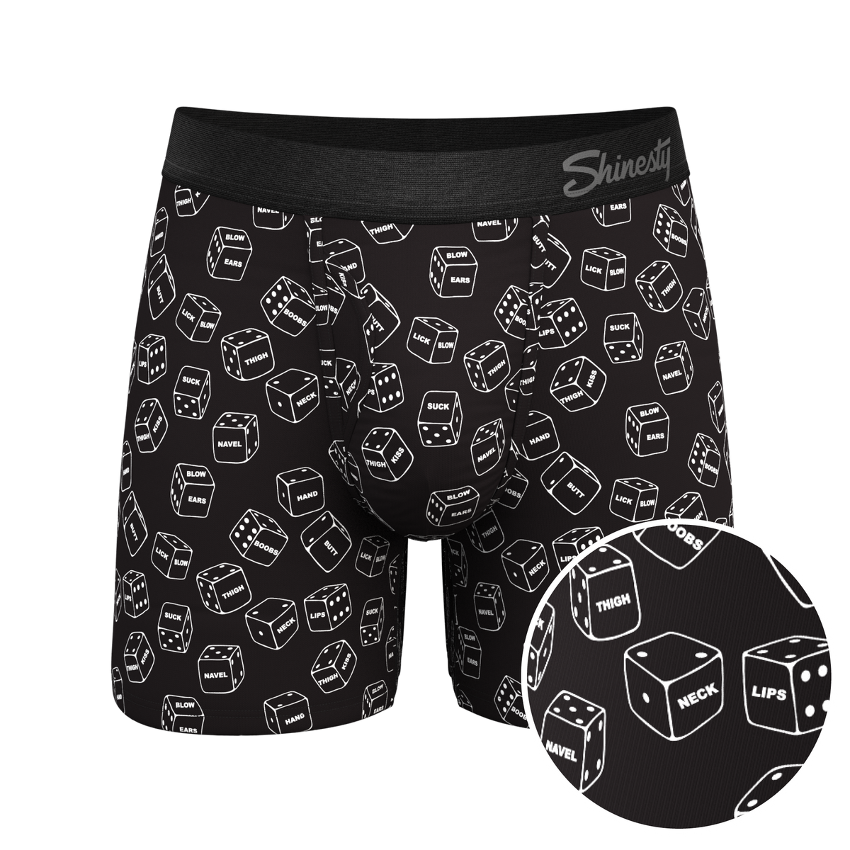 The Free For All | Glow In The Dark Dice Ball Hammock® Pouch Underwear With Fly - Shinesty