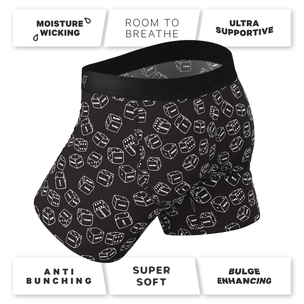 The Free For All | Glow In The Dark Dice Ball Hammock® Pouch Underwear With Fly - Shinesty