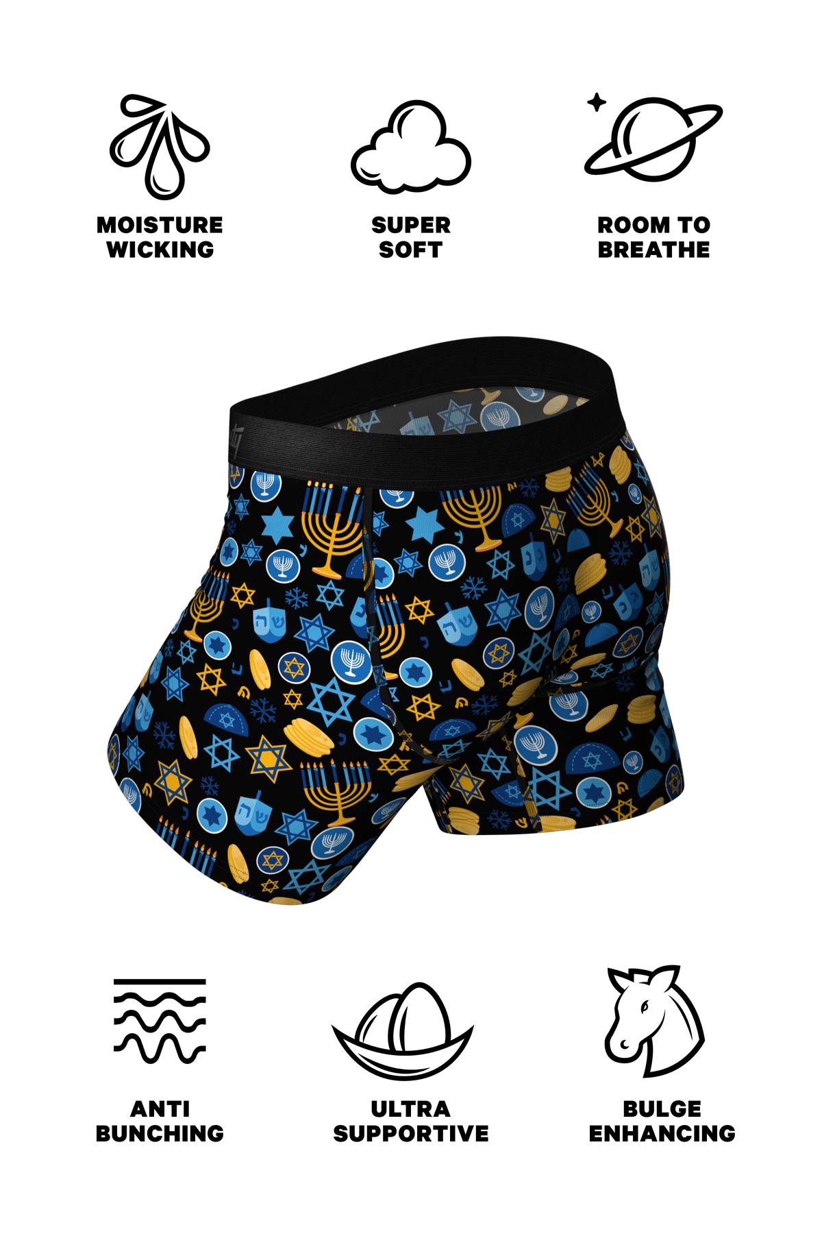 The Gelty Pleasure | Hanukkah Ball Hammock® Pouch Underwear With Fly - Shinesty