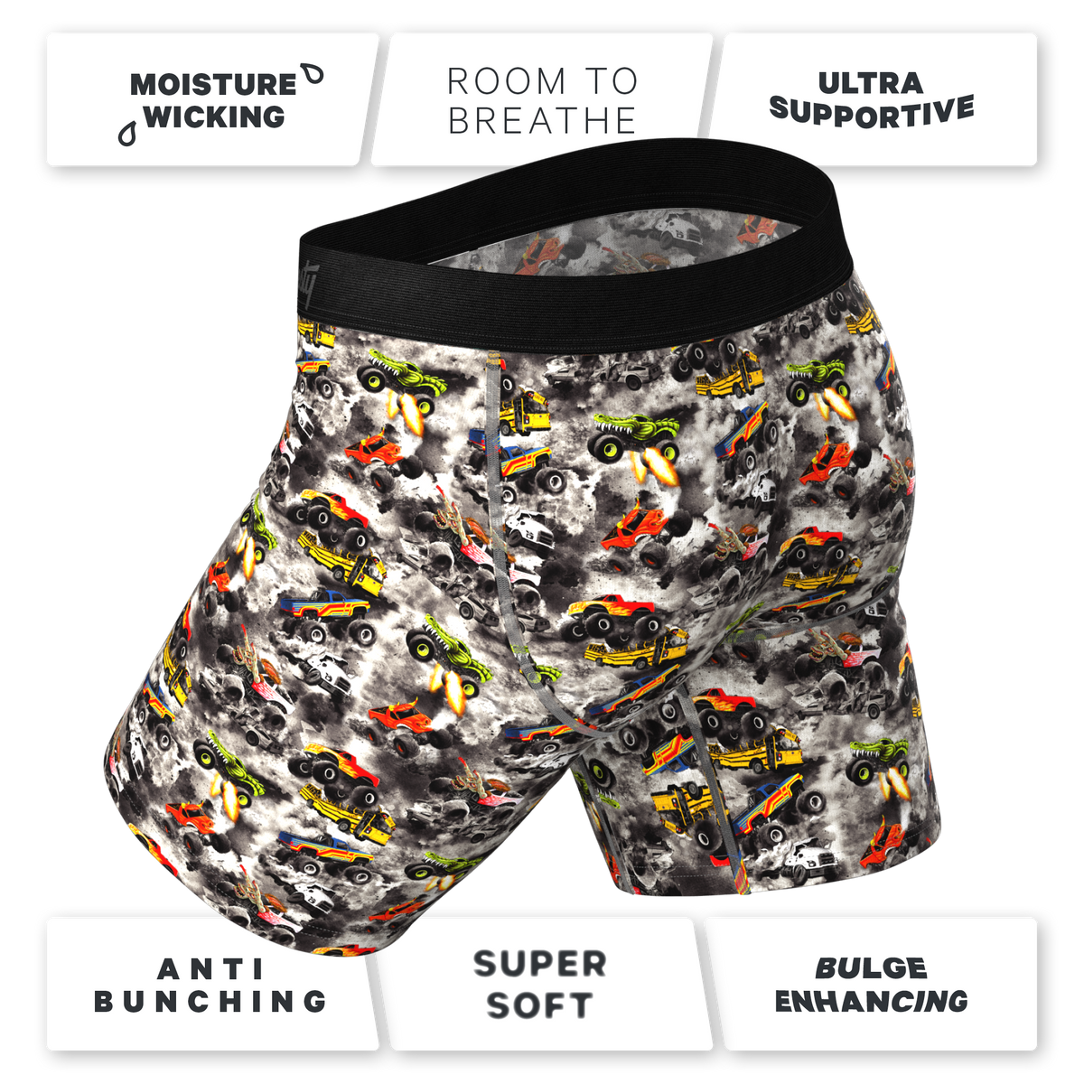 The Here Be Monsters | Monster Truck Ball Hammock® Boxer - Long Leg - Shinesty