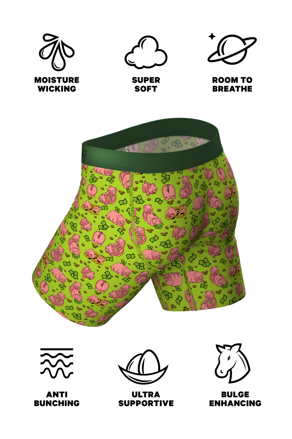 The Hog Heaven | Piggy Bank Ball Hammock® Boxer - Long Leg - Shinesty