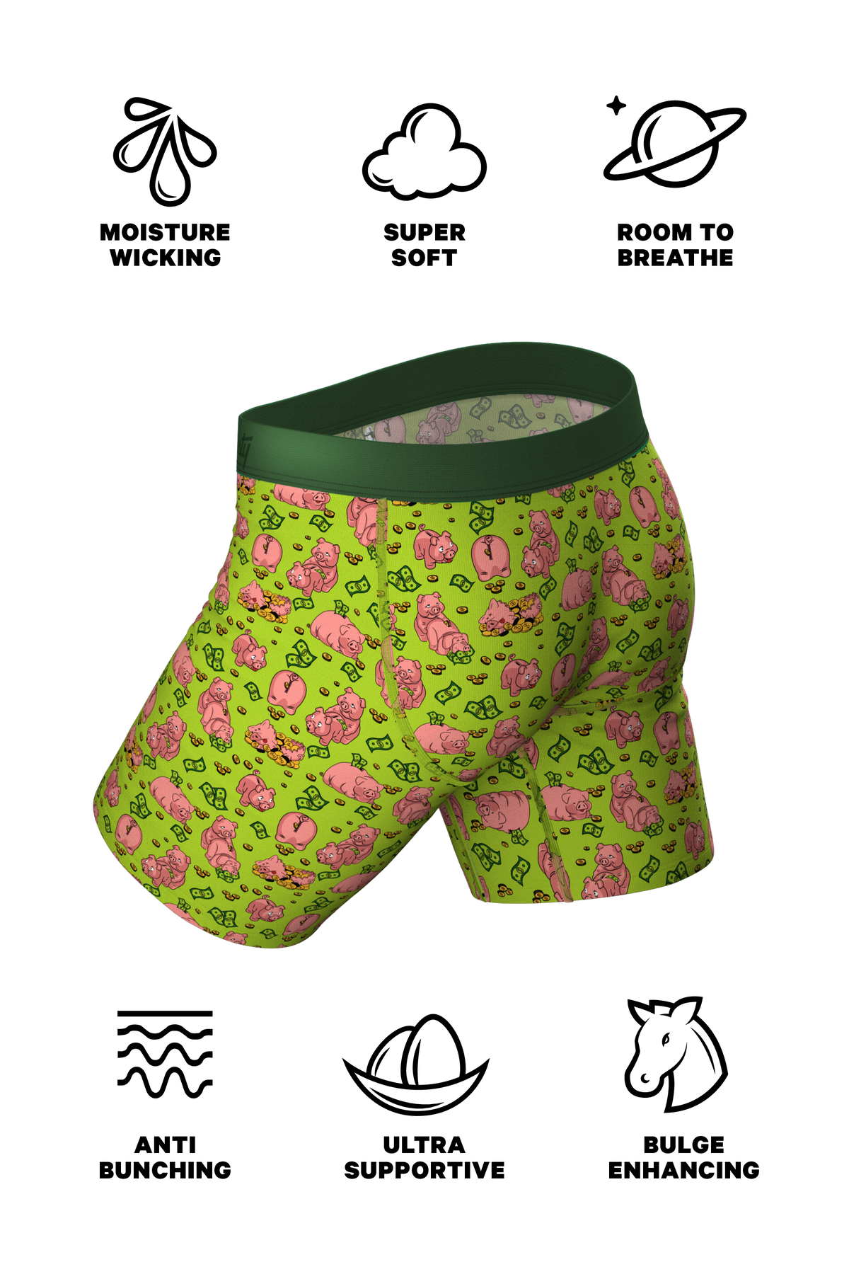 The Hog Heaven | Piggy Bank Ball Hammock® Boxer - Long Leg - Shinesty