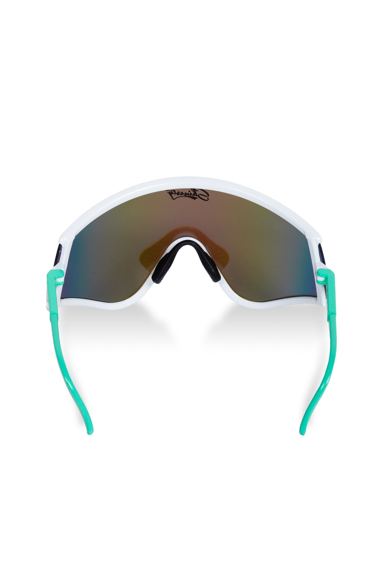 The Machos | White & Teal Mirrored Sunglasses - Shinesty