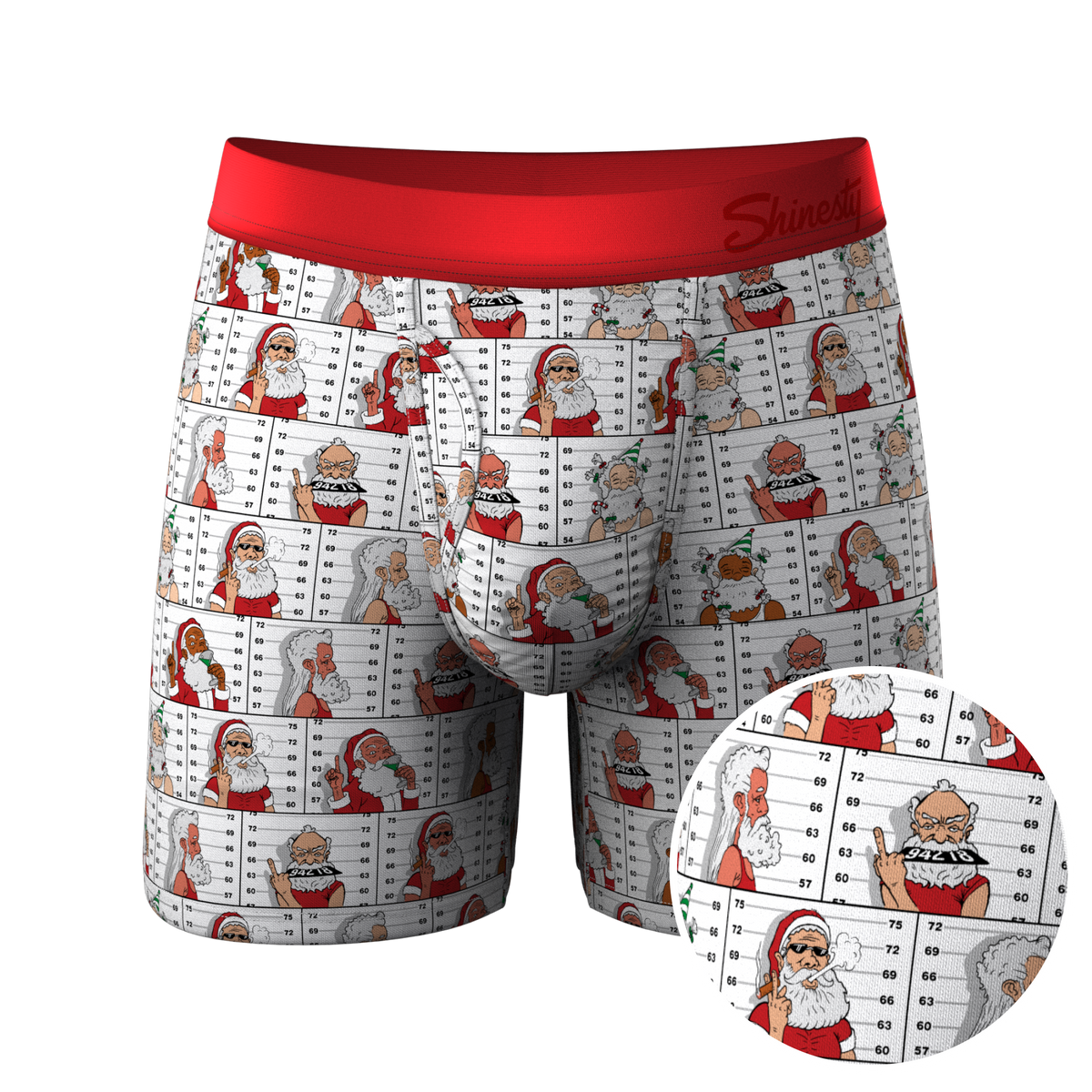 The Jailbird | Mugshot Santa Ball Hammock® Pouch Underwear With Fly - Shinesty